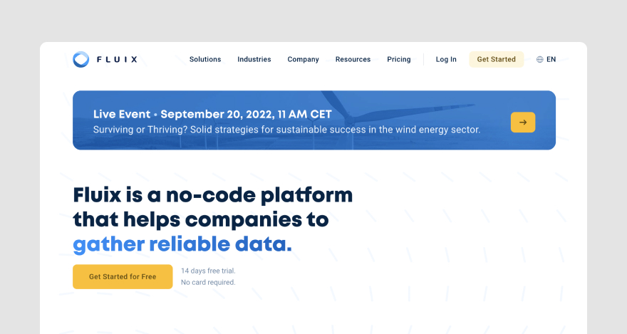 Homepage of workflow management software Fluix