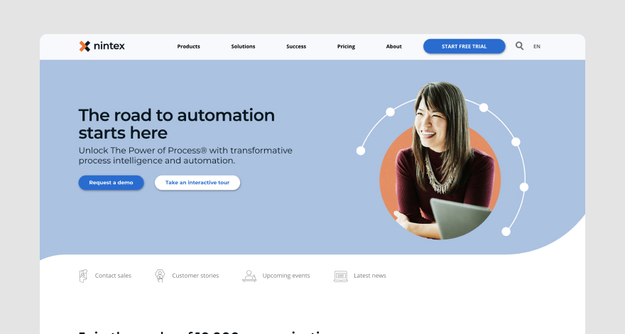 Homepage of workflow management software Nintex