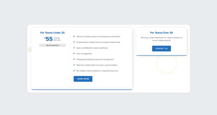 Pricing plans for Workgroups DaVinci.